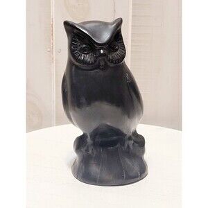 Black Pottery Owl MCM Approc 6.75 Inches Height